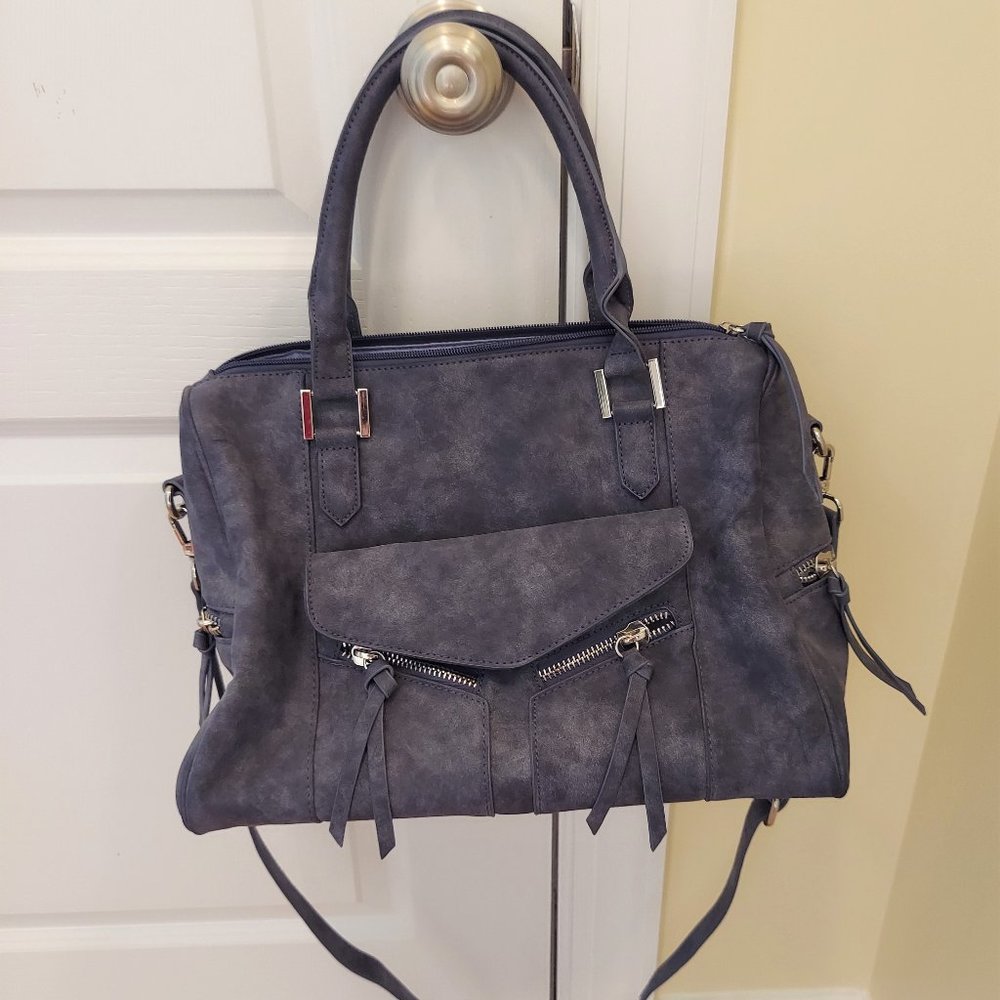 Gray Suede Purse with zipper